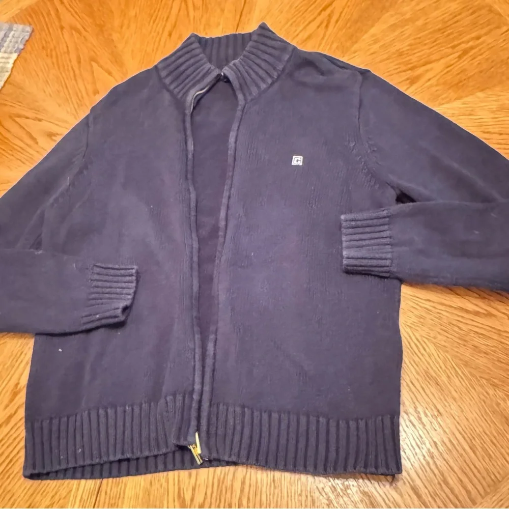 Chaps Men's Navy Blue Zip up Sweater Top